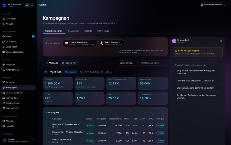 Marketing Suite - Kampagnen Dashboard